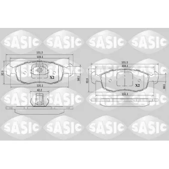 Jeu de 4 plaquettes de frein avant SASIC 6216144