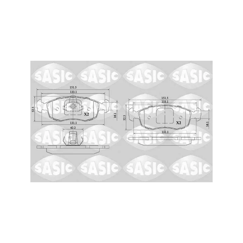 Jeu de 4 plaquettes de frein avant SASIC 6216144
