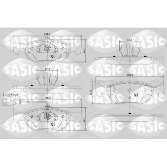 Jeu de 4 plaquettes de frein avant SASIC 6216150