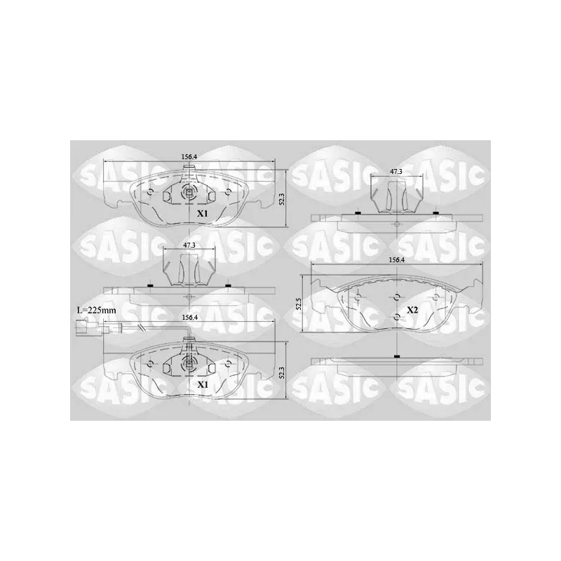 Jeu de 4 plaquettes de frein avant SASIC 6216150