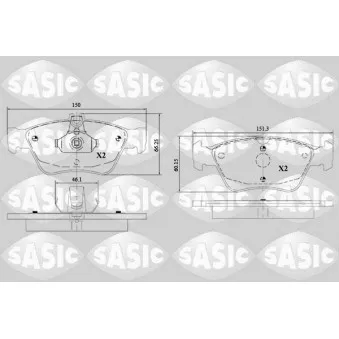 Jeu de 4 plaquettes de frein avant SASIC 6216151