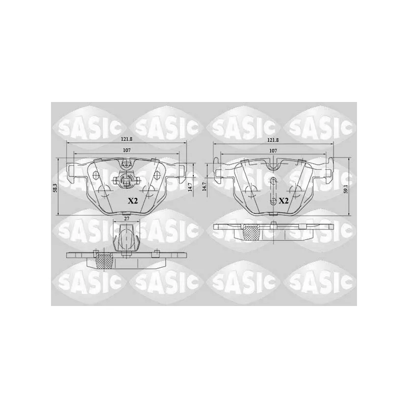 Jeu de 4 plaquettes de frein arrière SASIC 6216152