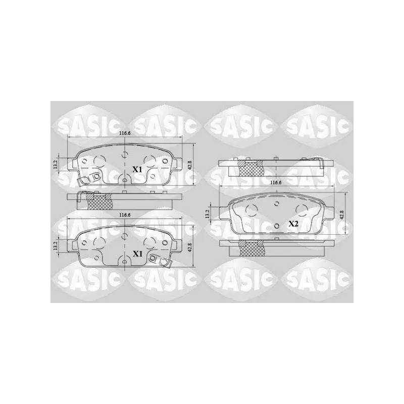 Jeu de 4 plaquettes de frein arrière SASIC 6216153
