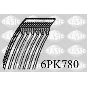 Courroie trapézoïdale à nervures SASIC 6PK780