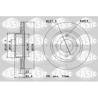 Jeu de 2 disques de frein avant SASIC 9004817J