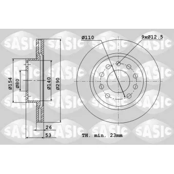Jeu de 2 disques de frein avant SASIC 9004829J