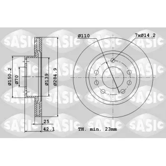 Jeu de 2 disques de frein avant SASIC 9004888J