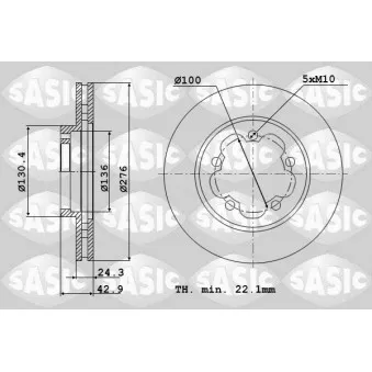 Jeu de 2 disques de frein avant SASIC 9004909J