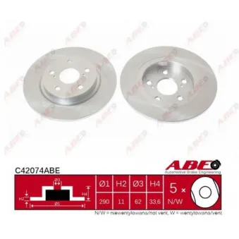 Jeu de 2 disques de frein arrière ABE C42074ABE