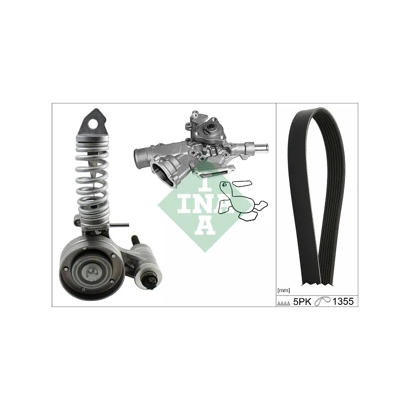 Pompe à eau+Jeu de courroie trapézoïdale à nervures INA 529 0297 30
