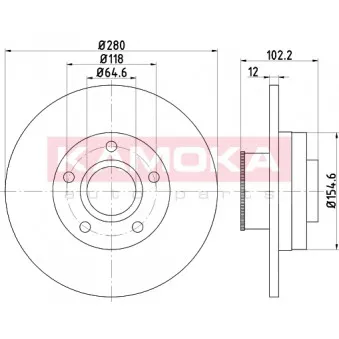 Jeu de 2 disques de frein arrière KAMOKA 1031039