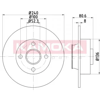 Jeu de 2 disques de frein arrière KAMOKA 1031135