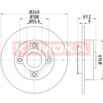 Jeu de 2 disques de frein arrière KAMOKA 1031137