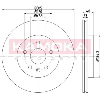 Jeu de 2 disques de frein arrière KAMOKA 103242