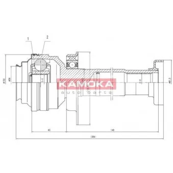 Jeu de joints, arbre de transmission avant droit KAMOKA 8711