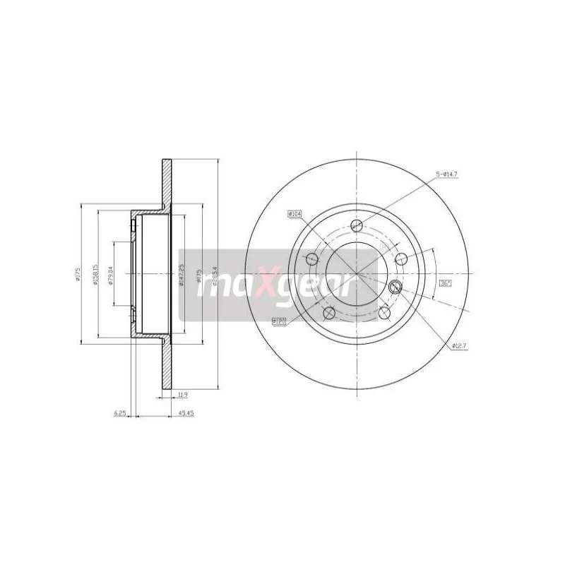 Jeu de 2 disques de frein avant MAXGEAR 19-0688