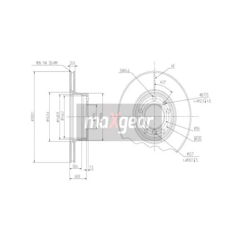 Jeu de 2 disques de frein avant MAXGEAR 19-0689