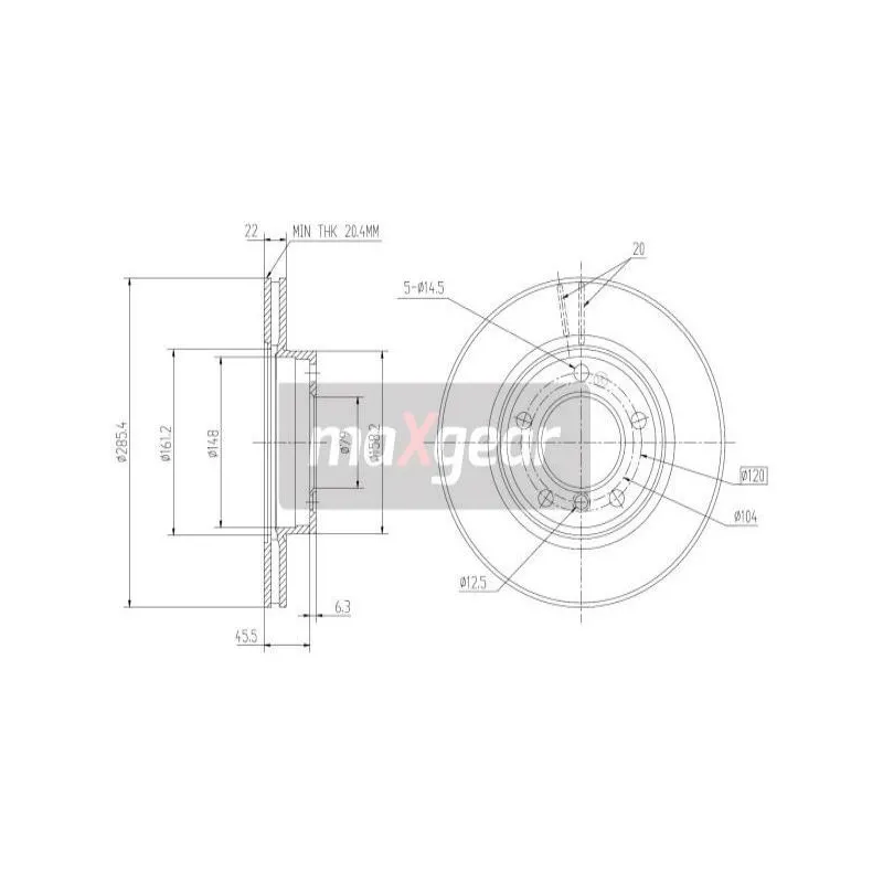 Jeu de 2 disques de frein avant MAXGEAR 19-0690