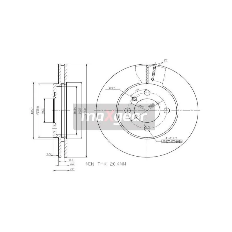 Jeu de 2 disques de frein avant MAXGEAR 19-0691