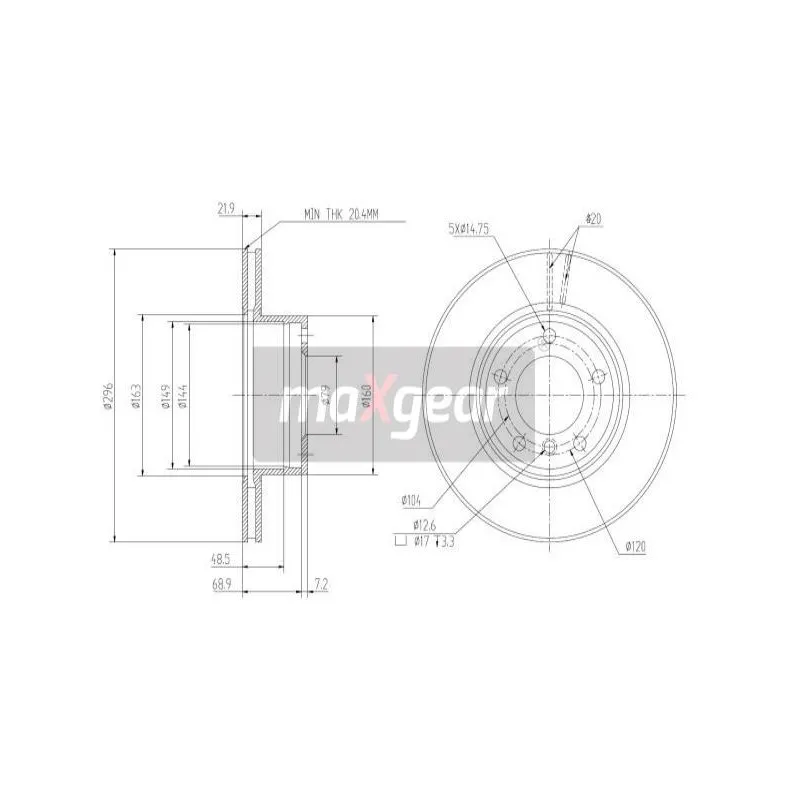 Jeu de 2 disques de frein avant MAXGEAR 19-0692