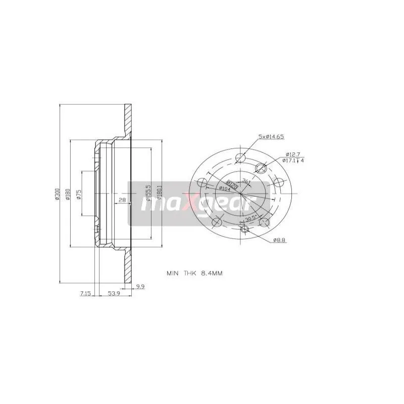 Jeu de 2 disques de frein arrière MAXGEAR 19-0694