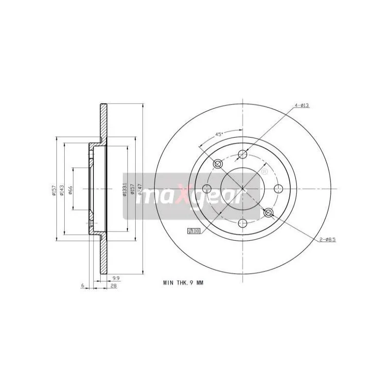 Jeu de 2 disques de frein arrière MAXGEAR 19-0698