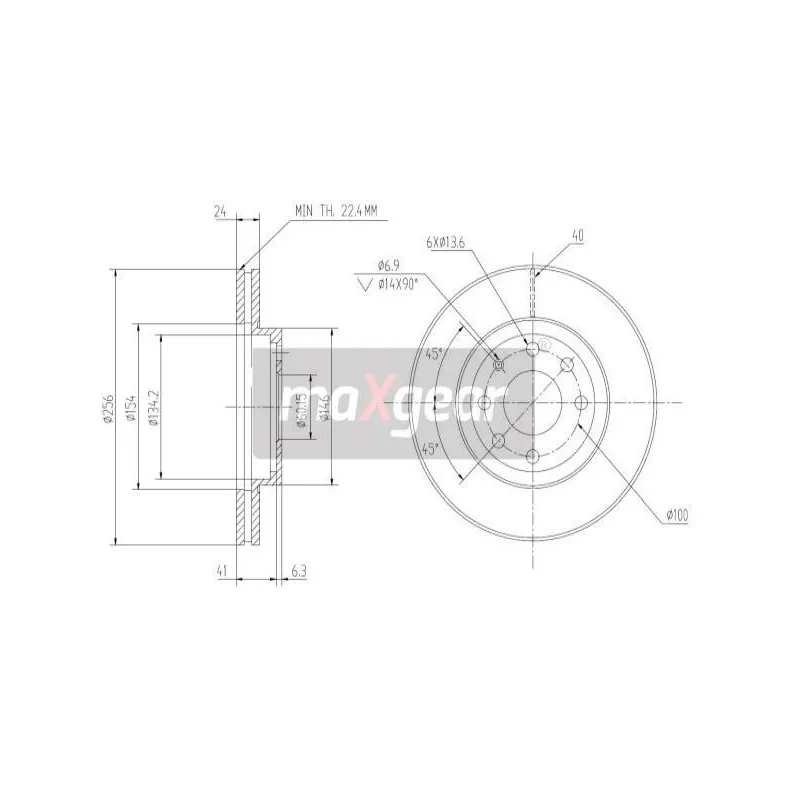 Jeu de 2 disques de frein avant MAXGEAR 19-0701