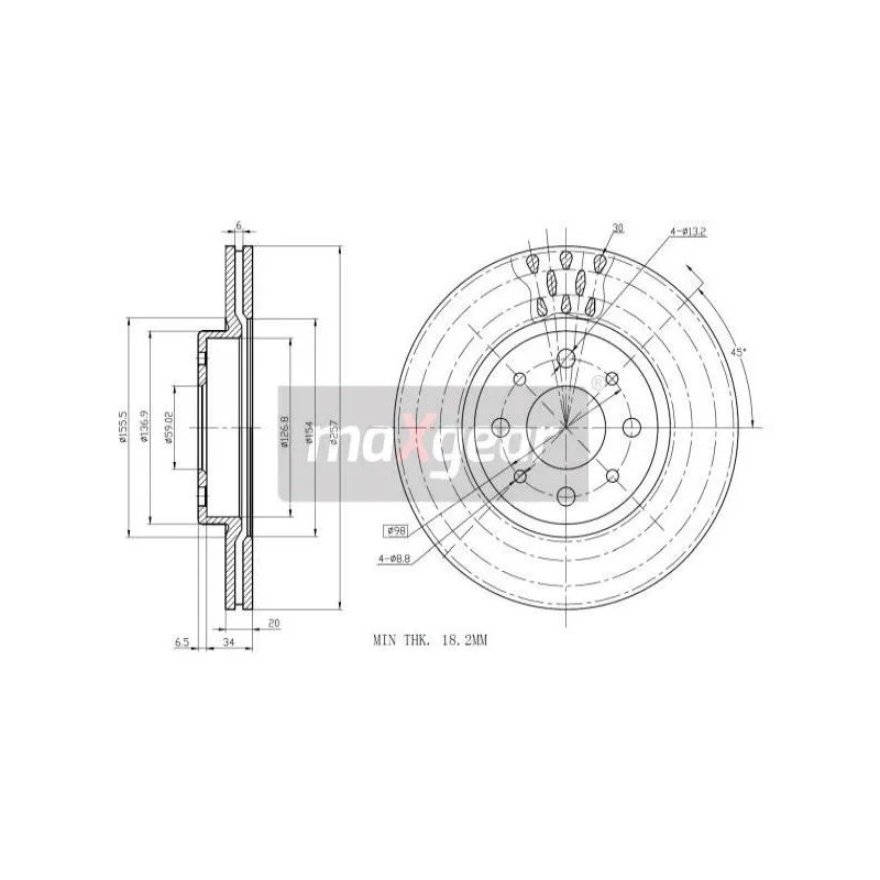 Jeu de 2 disques de frein avant MAXGEAR 19-0703