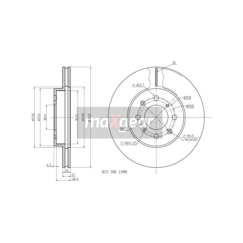Jeu de 2 disques de frein avant MAXGEAR 19-0712