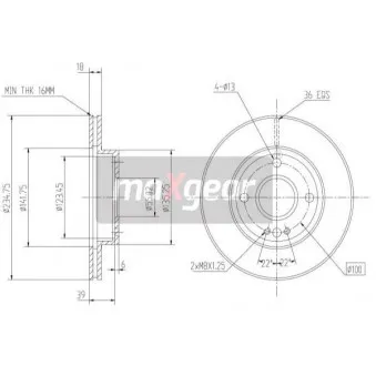 Jeu de 2 disques de frein avant MAXGEAR 19-0714