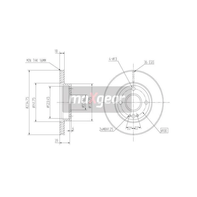 Jeu de 2 disques de frein avant MAXGEAR 19-0714
