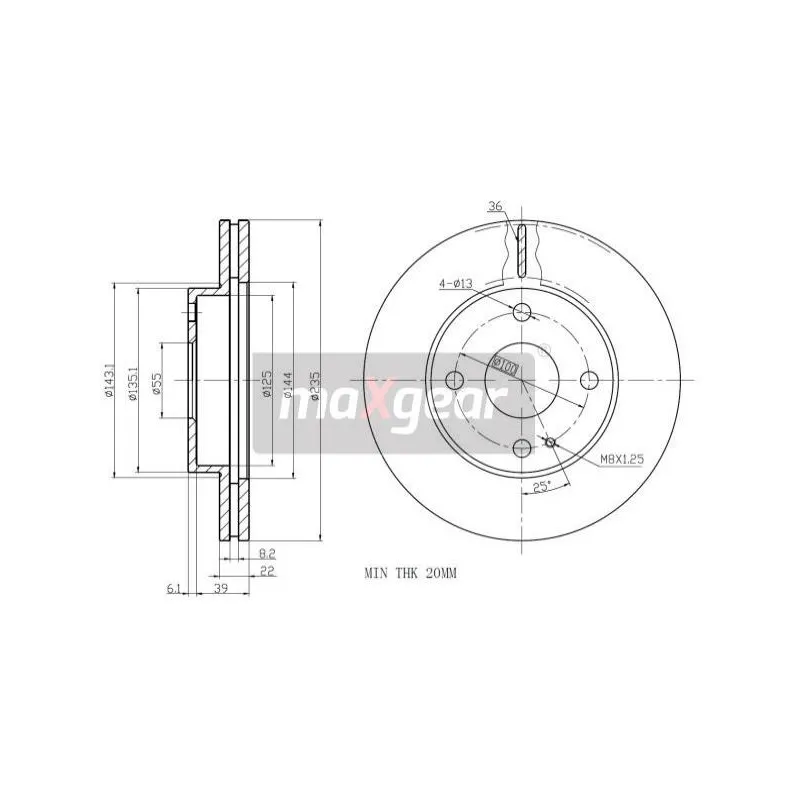 Jeu de 2 disques de frein avant MAXGEAR 19-0715