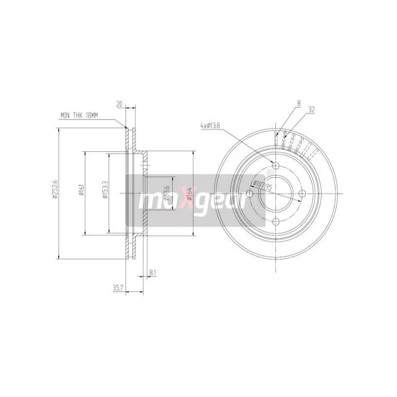 Jeu de 2 disques de frein arrière MAXGEAR 19-0716