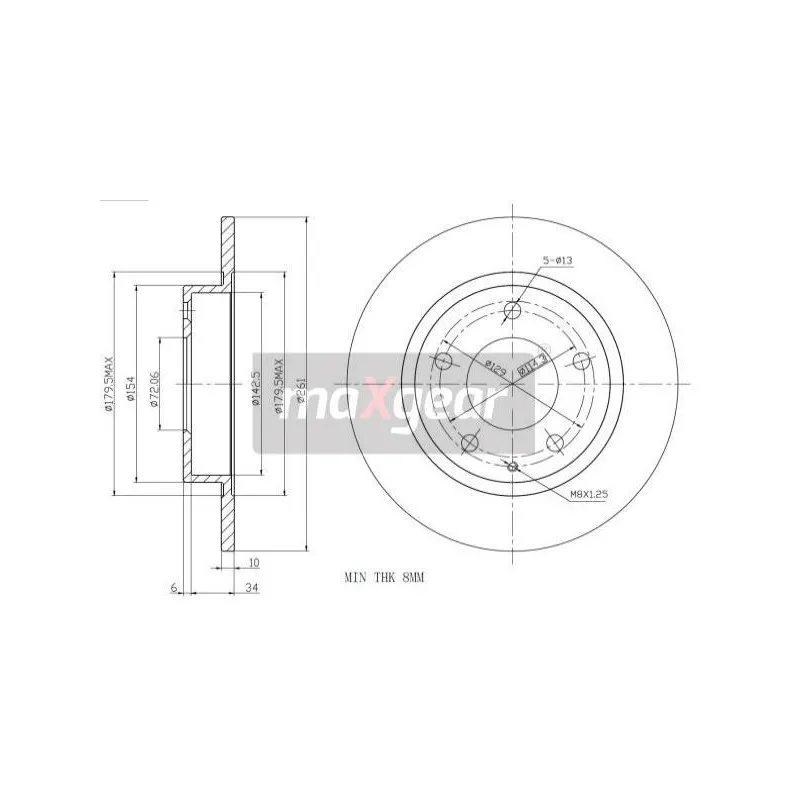 Jeu de 2 disques de frein arrière MAXGEAR 19-0717