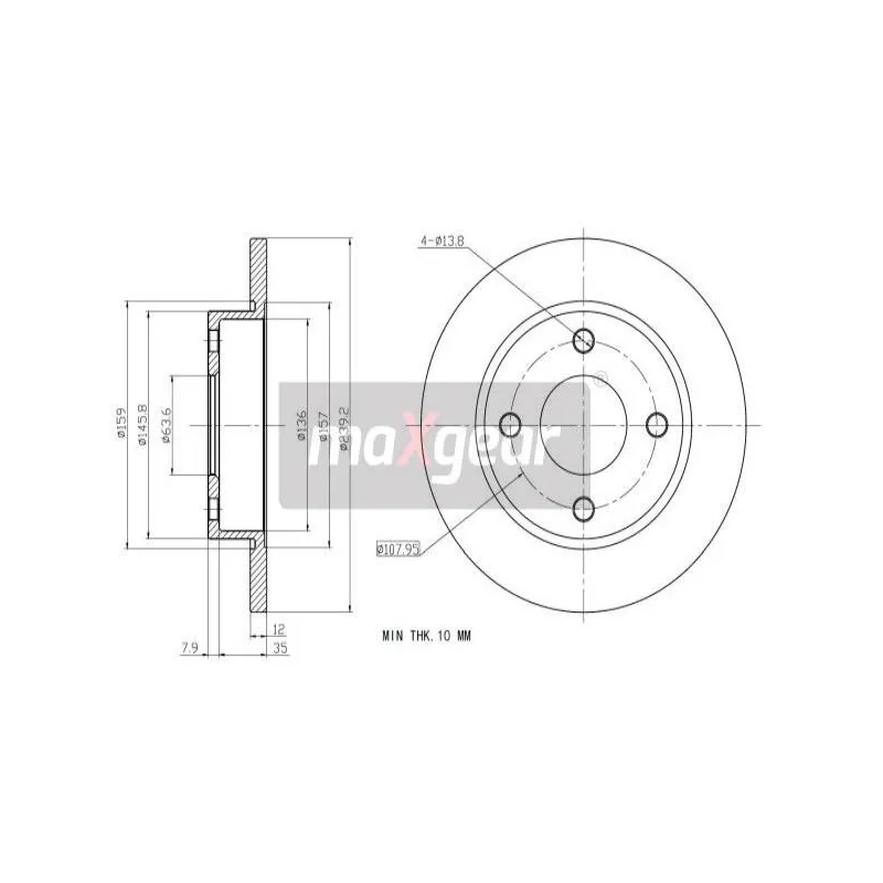 Jeu de 2 disques de frein avant MAXGEAR 19-0718