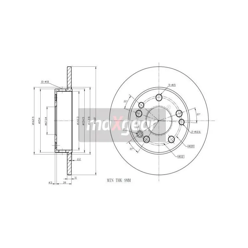 Jeu de 2 disques de frein avant MAXGEAR 19-0721