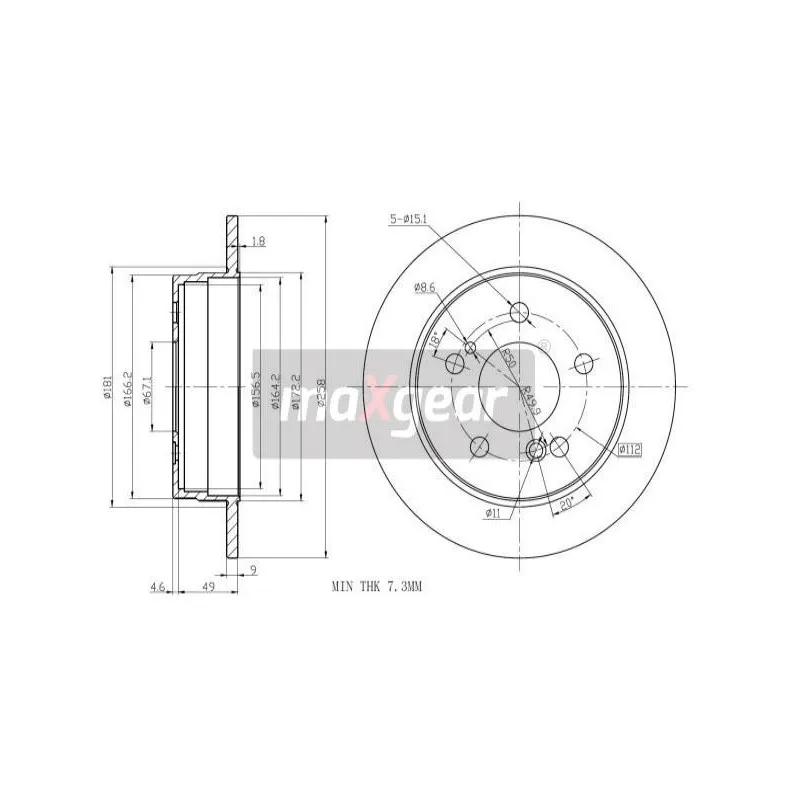 Jeu de 2 disques de frein arrière MAXGEAR 19-0722