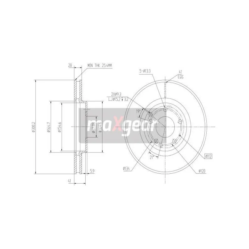 Jeu de 2 disques de frein avant MAXGEAR 19-0724