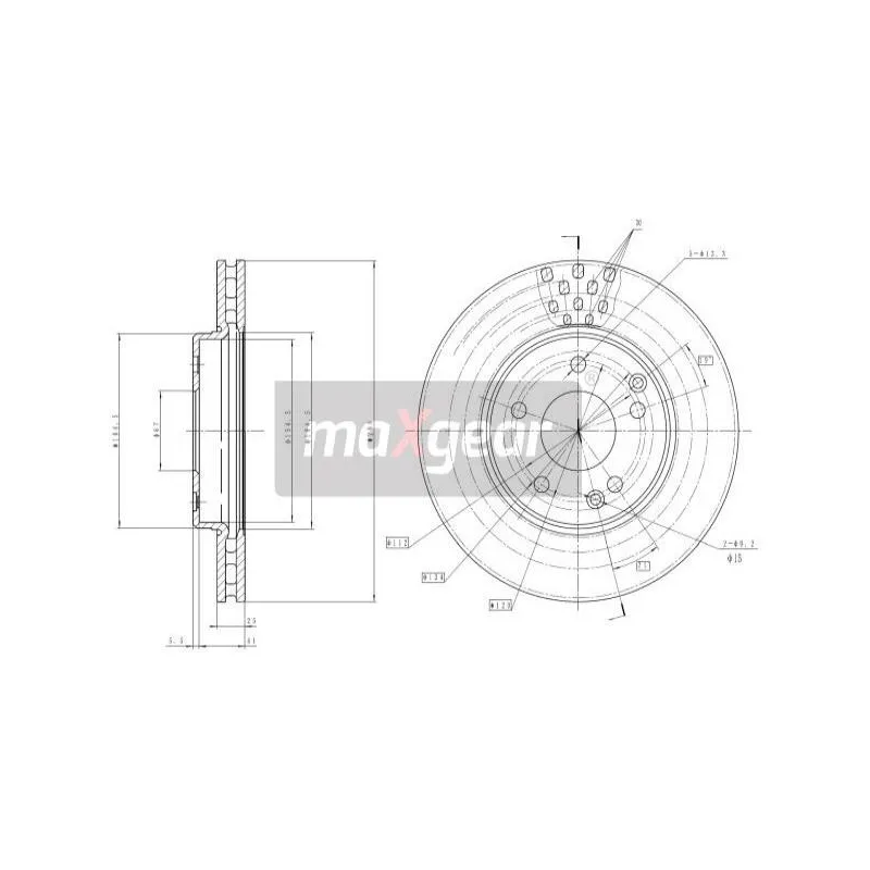 Jeu de 2 disques de frein avant MAXGEAR 19-0725
