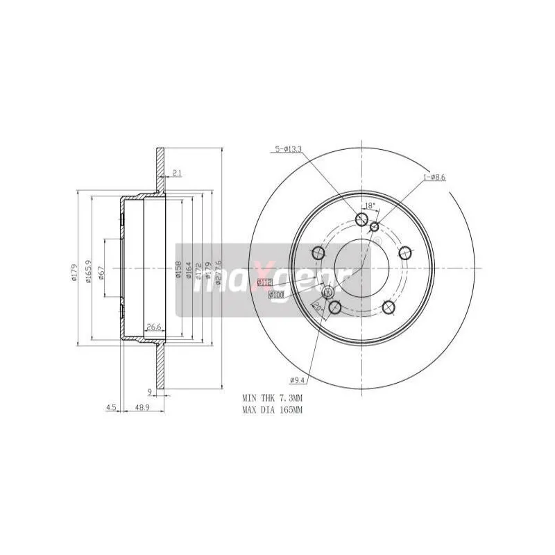 Jeu de 2 disques de frein arrière MAXGEAR 19-0726