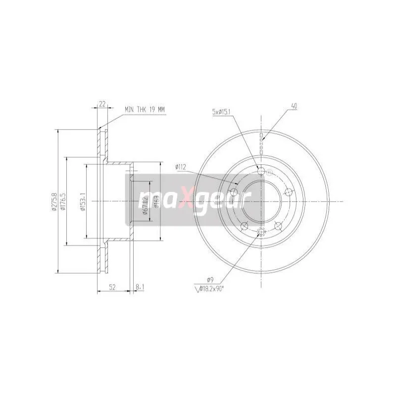 Jeu de 2 disques de frein avant MAXGEAR 19-0728