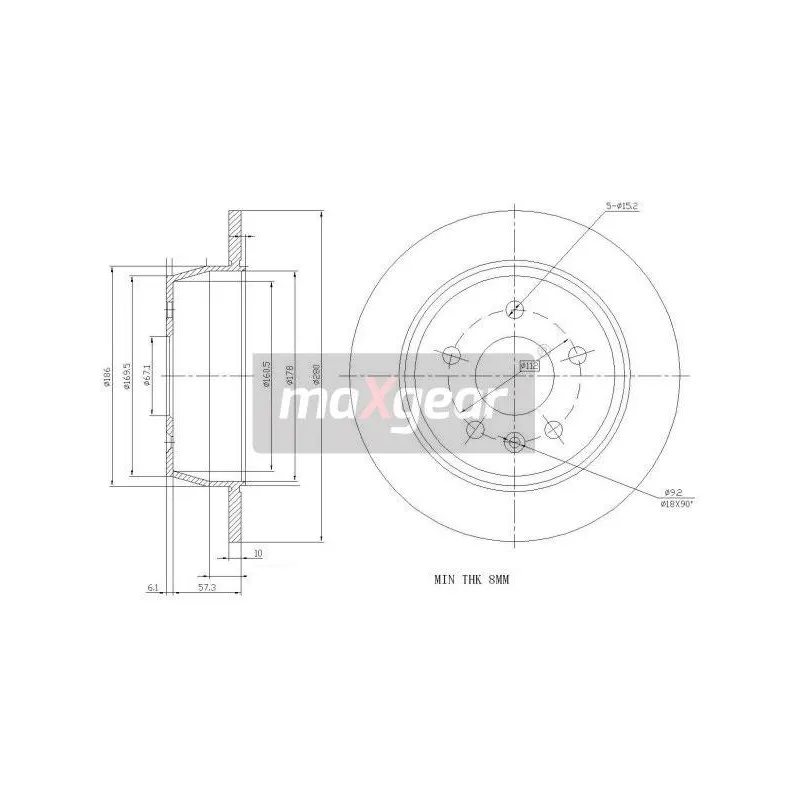 Jeu de 2 disques de frein arrière MAXGEAR 19-0729