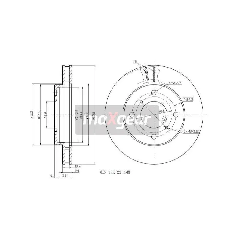Jeu de 2 disques de frein avant MAXGEAR 19-0731
