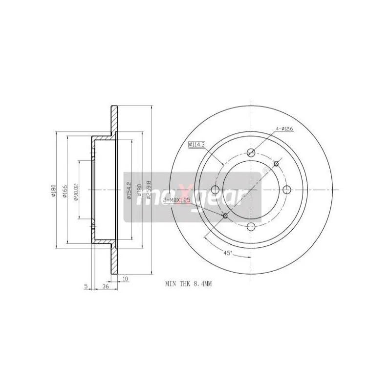 Jeu de 2 disques de frein arrière MAXGEAR 19-0733