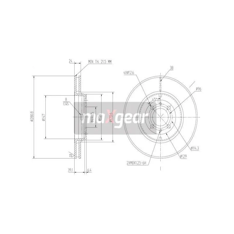 Jeu de 2 disques de frein avant MAXGEAR 19-0734