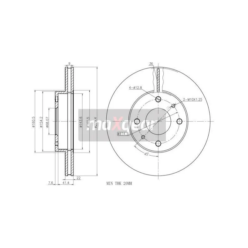 Jeu de 2 disques de frein avant MAXGEAR 19-0735