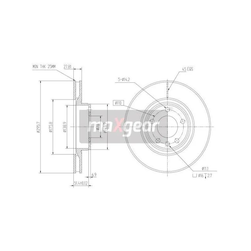Jeu de 2 disques de frein avant MAXGEAR 19-0736
