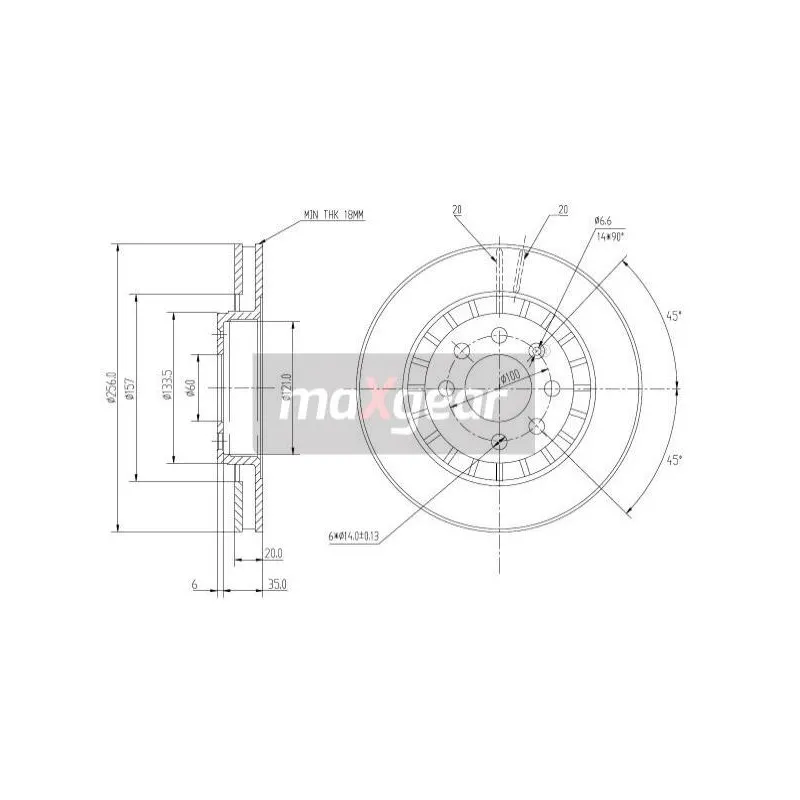 Jeu de 2 disques de frein avant MAXGEAR 19-0741