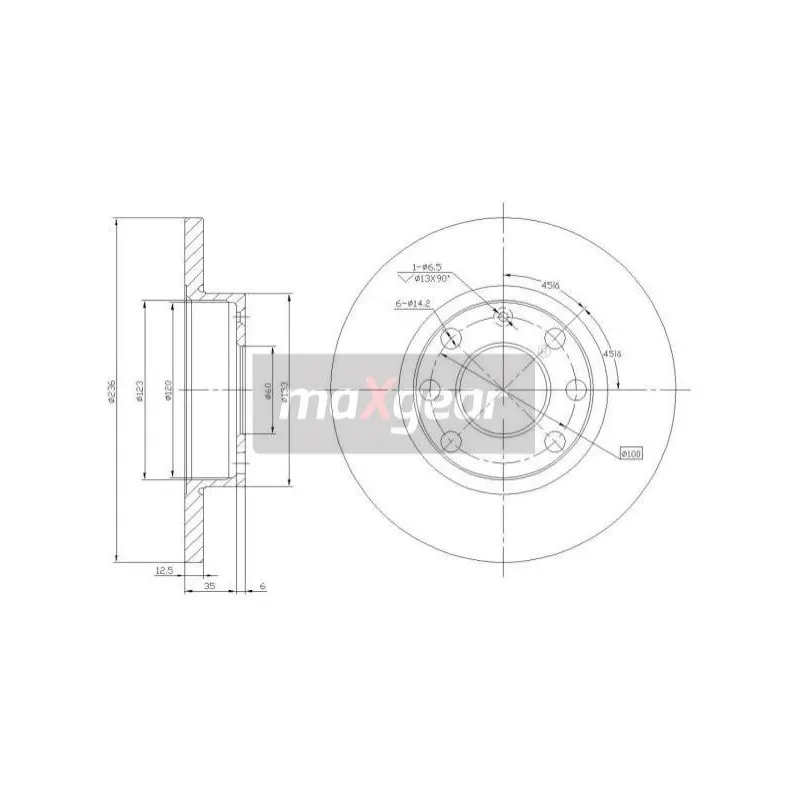 Jeu de 2 disques de frein avant MAXGEAR 19-0744