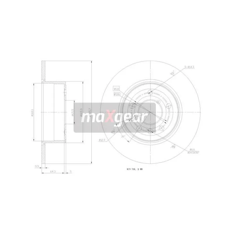 Jeu de 2 disques de frein arrière MAXGEAR 19-0745